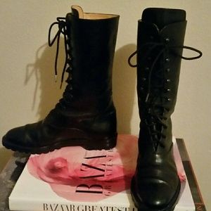Vintage Joan & David  Lace Up Leather Boots